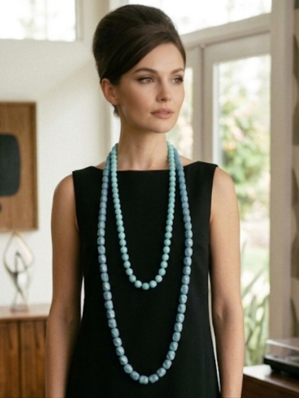​Vintage Faux Turquoise Bead Necklace Lot - Extra Long & Marbled Acrylic